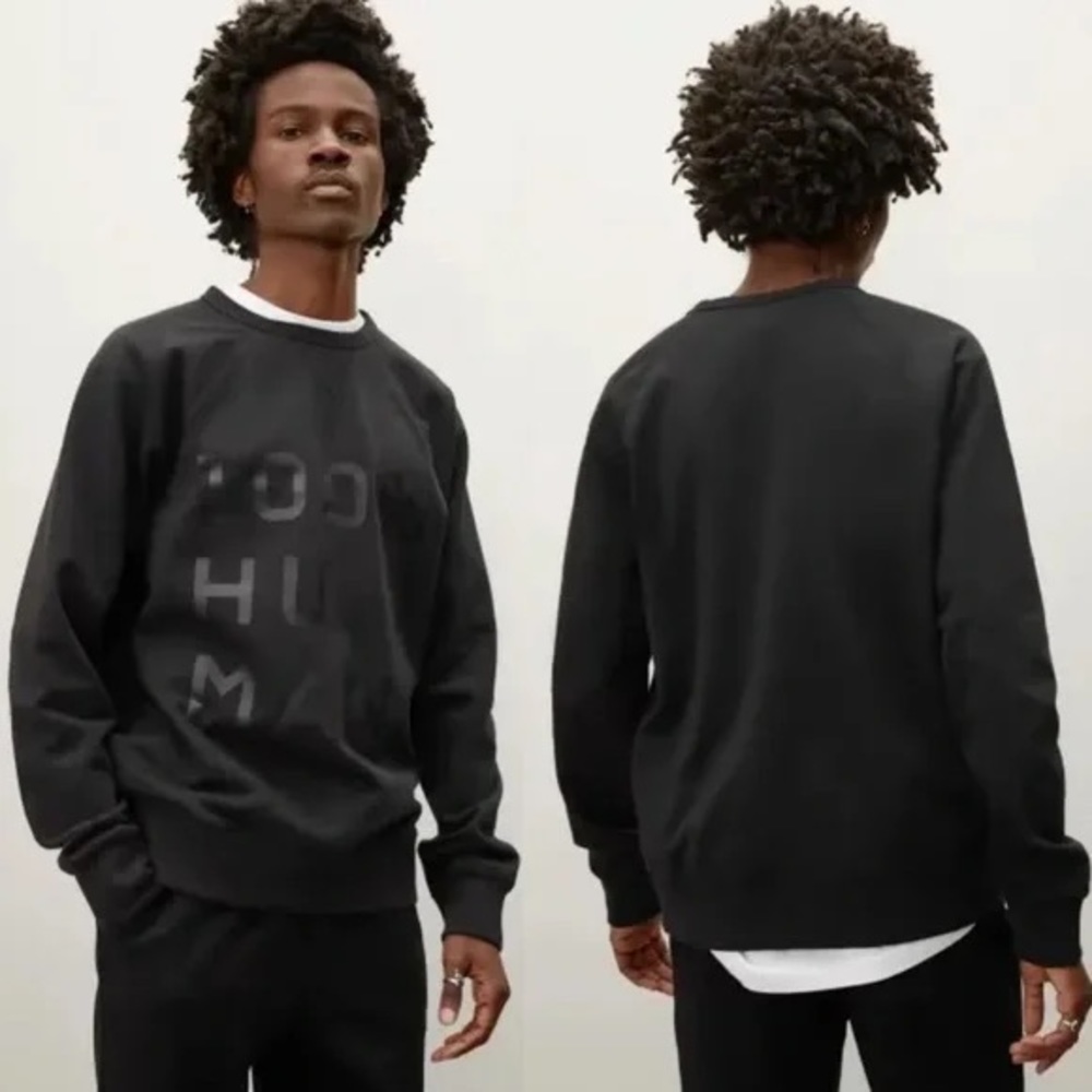 NWOT Everlane The‎ 100% Human Typography Black Sweatshirt